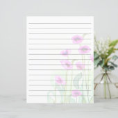 ピンクの水彩画のポピーが並ぶ (スタンド正面)