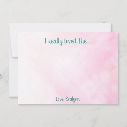 ピンクの水彩画のユニコーンの写真のサンキューカード サンキューカード (裏面)