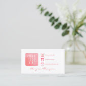 ピンクの水彩画のロゴ及び写真の会合媒体 名刺 (スタンド正面)