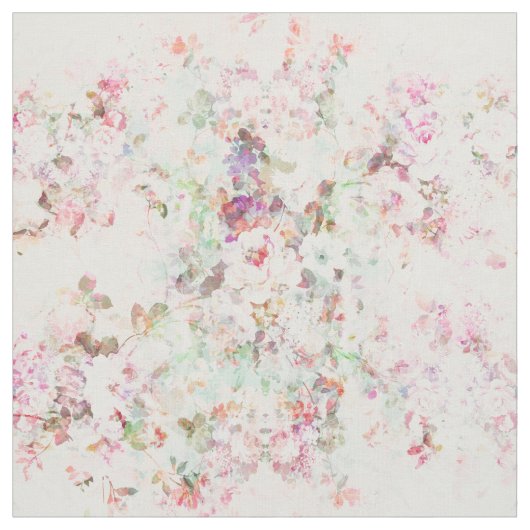 ピンクの水彩画のヴィンテージの花模様 ファブリック (見本)