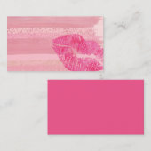 ピンクの水彩画の唇の名刺のテンプレート 名刺 (正面/裏面)