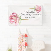 ピンクの水彩画の最初聖餐式の旗 横断幕 (インサイチュ)