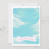 ピンクの水彩画の熱気の気球のベビーシャワー 招待状 (裏面)