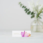 ピンクの水彩画の細い名刺 スキニー名刺 (スタンド正面)