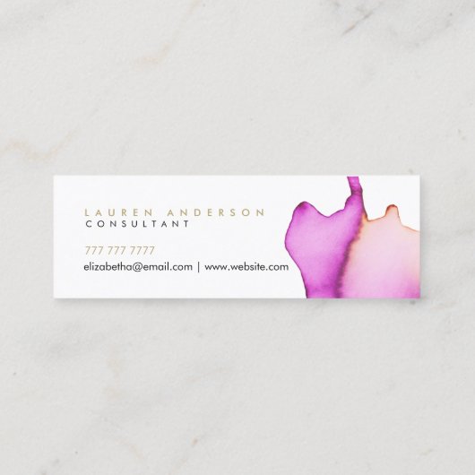 ピンクの水彩画の細い名刺 スキニー名刺 (裏面)