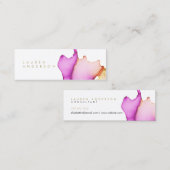 ピンクの水彩画の細い名刺 スキニー名刺 (正面/裏面)