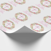 ピンクの水彩画の花の女の子の最初聖餐式 ラッピングペーパー (角)
