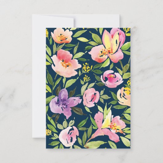 ピンクの水彩画の花の結婚式招待状カード 出欠カード (裏面)