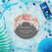 ピンクの水彩画の花の黒板のブライダルシャワー ペーパープレート (パーティー)