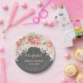 ピンクの水彩画の花の黒板のブライダルシャワー ペーパープレート (パーティー)