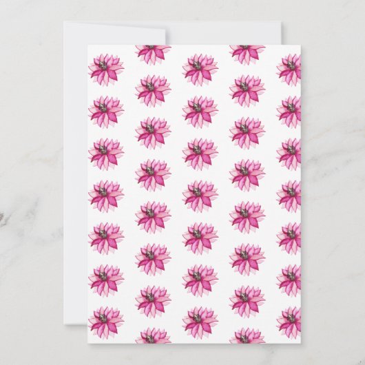 ピンクの水彩画の花及び蝶誕生日 招待状 (裏面)