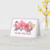 ピンクの水彩画の花柄カード カード (黄色い花)