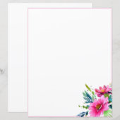 ピンクの水彩画の花 (正面/裏面)