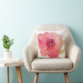 ピンクの水彩画の花 クッション (椅子)
