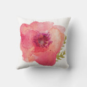 ピンクの水彩画の花 クッション (裏面)