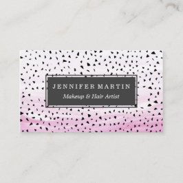 ピンクの水彩画の芸術的で抽象的な三角形 名刺