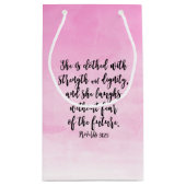 ピンクの水彩画の諺31キリスト教レディース聖書 スモールペーパーバッグ (裏面)