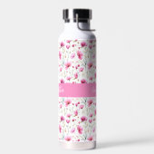 ピンクの水彩画の野の花の名前  ウォーターボトル (左面)