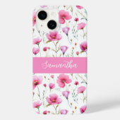 ピンクの水彩画の野の花の名前 Case-Mate iPhoneケース (裏面)