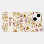 ピンクの水彩画の野の花の名前 Case-Mate iPhoneケース (裏面 (横))