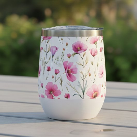 ピンクの水彩画の野の花 