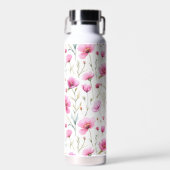 ピンクの水彩画の野の花  ウォーターボトル (正面)