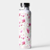ピンクの水彩画の野の花  ウォーターボトル (右面)