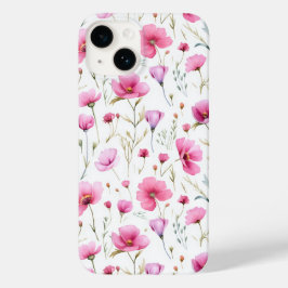 ピンクの水彩画の野の花 Case-Mate iPhone 14ケース