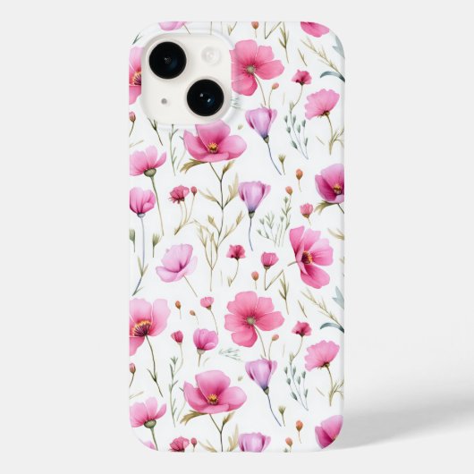 ピンクの水彩画の野の花 Case-Mate iPhoneケース (裏面)