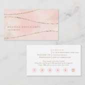 ピンクの水彩画の金ゴールドのグリッターの道のロイヤリティカード ロイヤリティカード (正面/裏面)