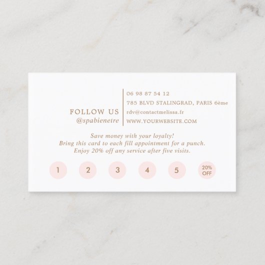 ピンクの水彩画の金ゴールドのグリッターの道のロイヤリティカード ロイヤリティカード (裏面)