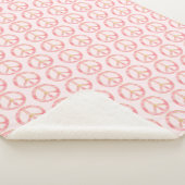 ピンクの水彩画の金ゴールドのピースサインのハート シェルパブランケット (3/4)