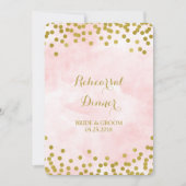 ピンクの水彩画の金ゴールドの点のリハーサルのディナー・パーティ 招待状 (正面)