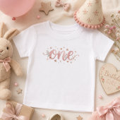 ピンクの水彩画の1歳の誕生日ベビーTシャツ ベビーTシャツ