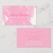 ピンクの水彩画のbrushtrokesの化粧のタイポグラフィ 名刺 (正面/裏面)