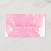 ピンクの水彩画のbrushtrokesの化粧のタイポグラフィ 名刺 (正面)