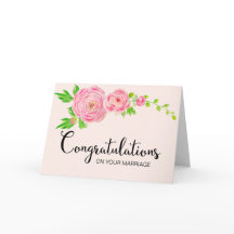 ピンクの水彩画のRanunculusのお祝いカード