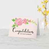 ピンクの水彩画のRanunculusのお祝いカード カード (黄色い花)