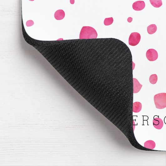 ピンクの水彩画はパーソナライズに点を打ちます マウスパッド (コーナー)