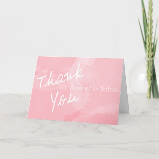 ピンクの水彩画は感謝していしています サンキューカード (正面)
