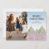 ピンクの水彩画クリスマスツリーアート写真 シーズンカード (正面)