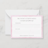 ピンクの水彩画ケーキ バースデー バッシュ レシピ カード (正面)