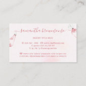 ピンクの水彩画パン屋さんシェフ料理人 名刺 (裏面)