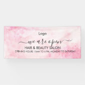 ピンクの水彩画ビューティーサロン 横断幕 (横)