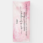 ピンクの水彩画ビューティーサロン 横断幕 (縦)