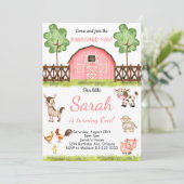 ピンクの水彩画ファームバースデー招待状 招待状 (スタンド正面)