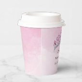 ピンクの水彩画プリンセスの名入れバースデー 紙コップ (右)