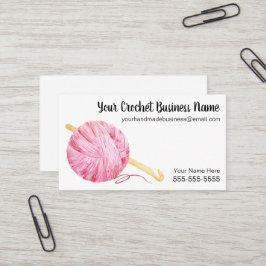ピンクの水彩画ヤーンのかぎ針編み 名刺
