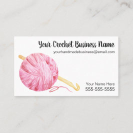 ピンクの水彩画ヤーンのかぎ針編み 名刺