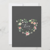 ピンクの水彩画ローズブーケ　伝統的なウェディング 案内状 (裏面)